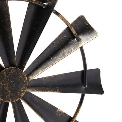 Rustic Black and Gold Metal Windmill Figurine