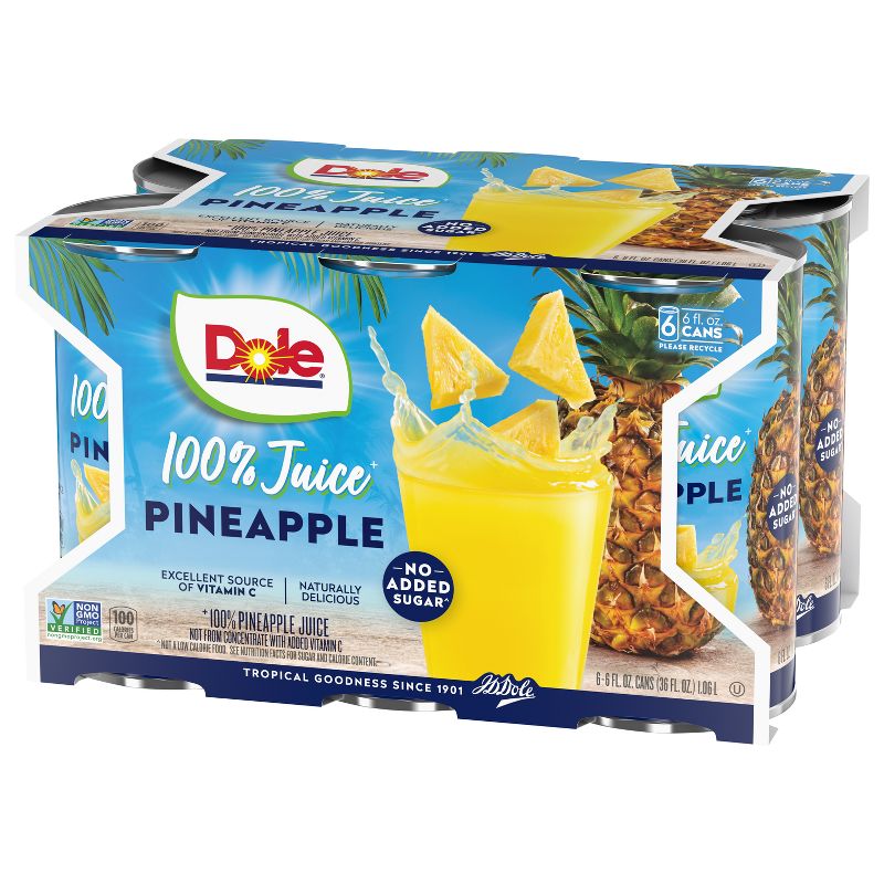 Dole 100% Pineapple Juice - 6pk/6 fl oz Cans, 5 of 9