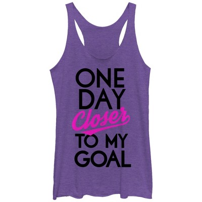 Women's Chin Up One Day Closer To My Goal Racerback Tank Top - Purple ...
