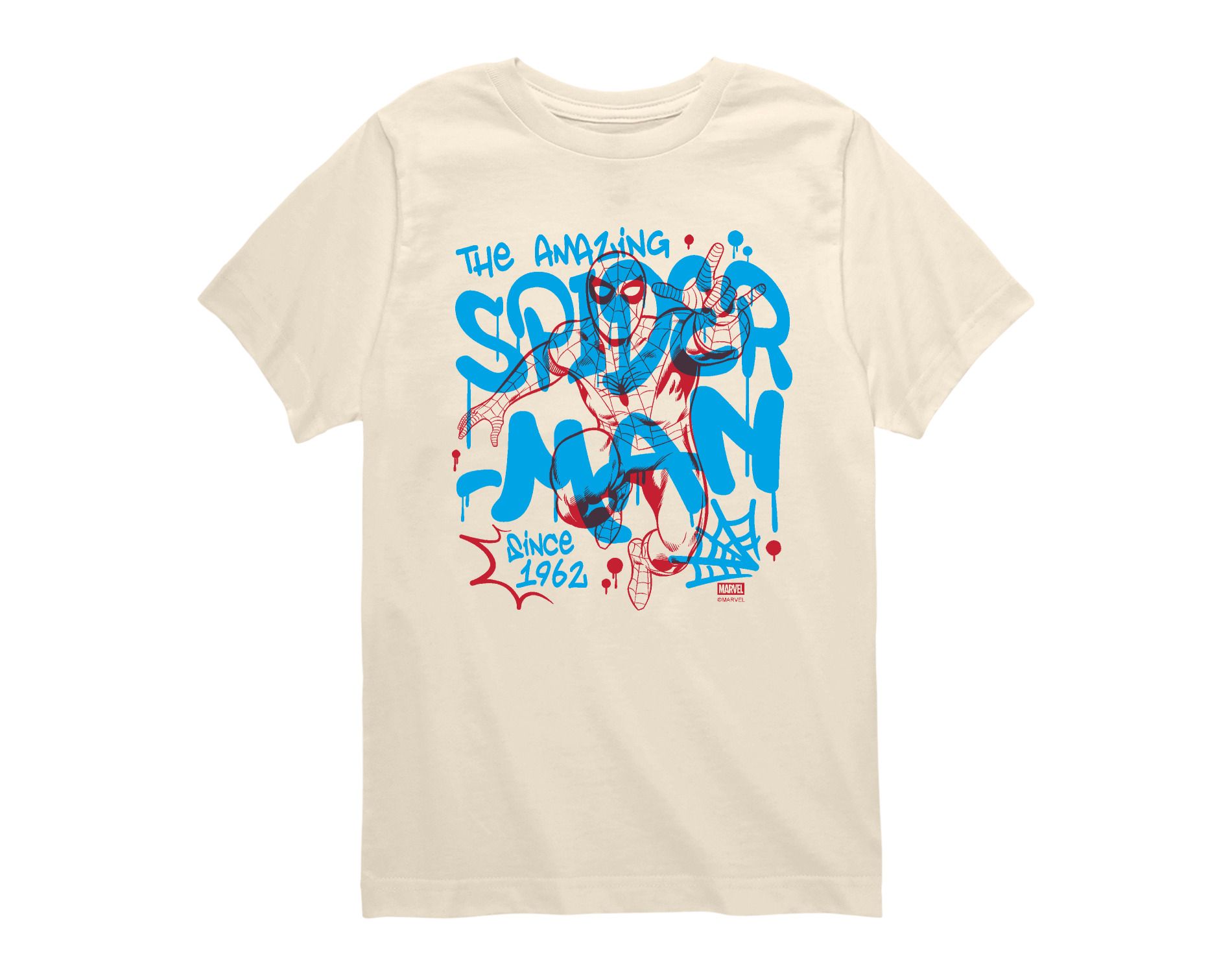 Boys' Marvel Spider-Man Street Short Sleeve Graphic T-Shirt - Cream - Large