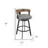 HomeRoots 26" Gray and Black Faux Leather and Iron Low Back Counter Height Swivel Bar Chair - 3 of 4