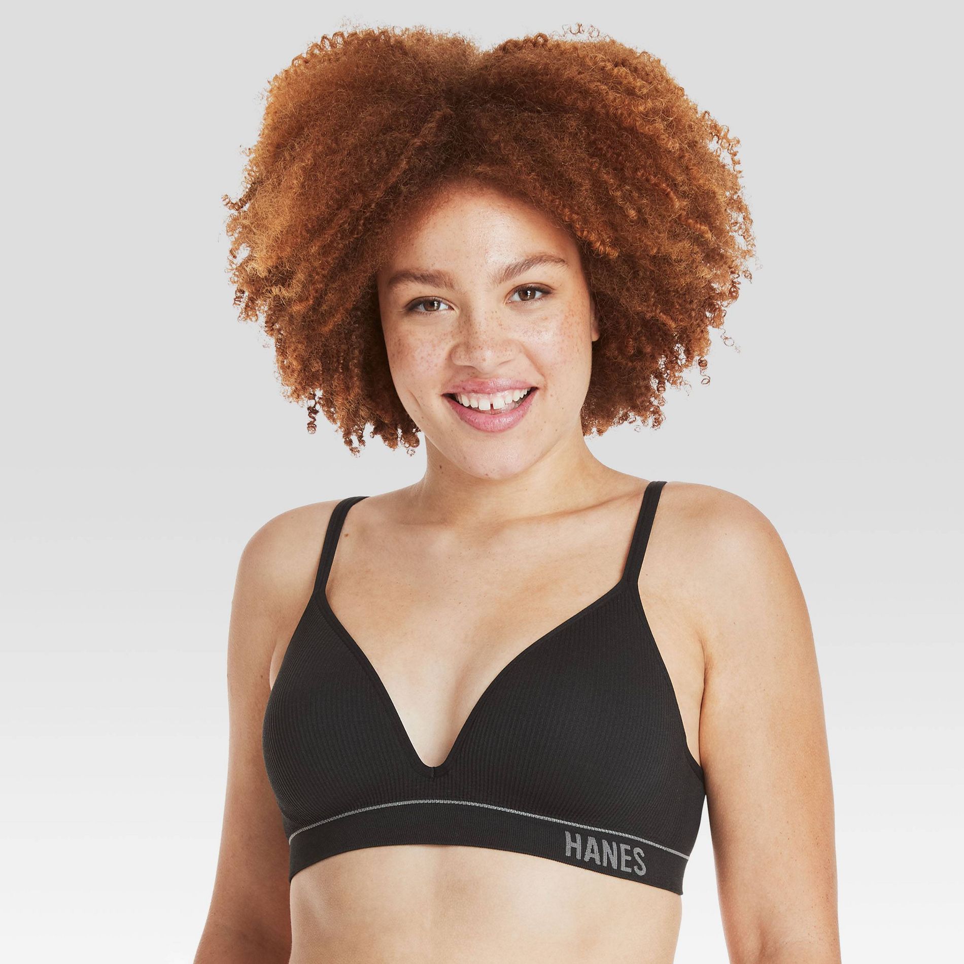 Hanes Originals Women's Ribbed Seamless Contour Bra MHB004 - Black M: Lightly Lined, Adjustable Straps