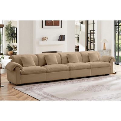 Extra-Large, Extended 4-Seater Modern Velvet Sofa, Oversized Cloud-Soft Couch with Comfortable Seating & Back Support, Storage Under Each Seat