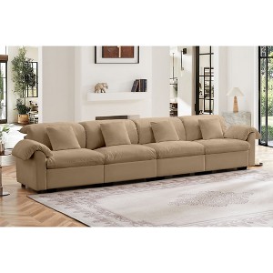 Extra-Large, Extended 4-Seater Modern Velvet Sofa, Oversized Cloud-Soft Couch with Comfortable Seating & Back Support, Storage Under Each Seat - 1 of 4