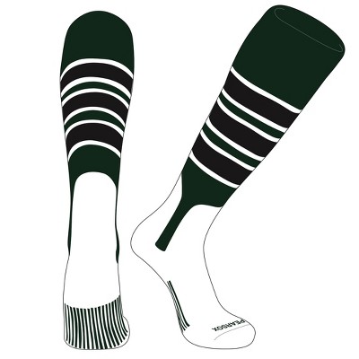 PEAR SOX OTC Baseball Softball Stirrup Socks (C, 7in) Forest Green, White, Black