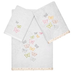 Linum Home Textiles 100% Turkish Cotton MARIPOSA Embellished Towel Set - 1 of 4