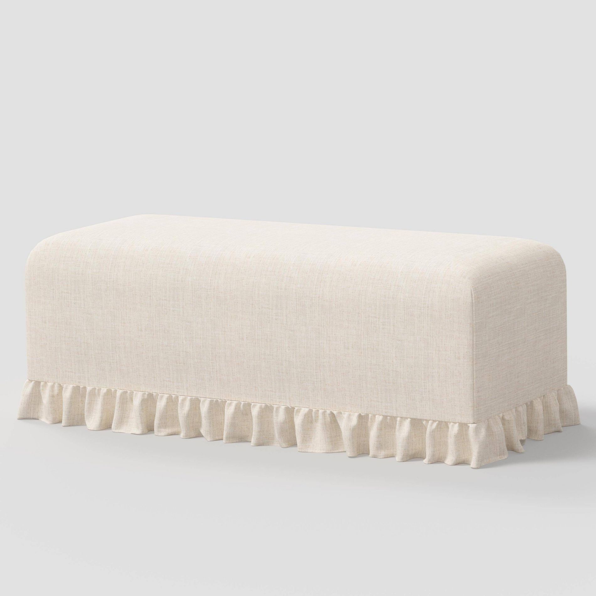 Ruffle Slipcover Dining Bench in Linen Talc - Threshold™ designed with Studio McGee