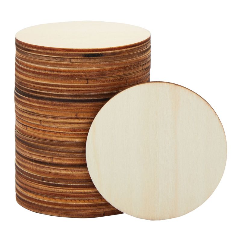Juvale 36 Pack Unfinished Wood Circles for Crafts, 3 Inch Round Wooden Cutouts for DIY Projects, 1 of 10