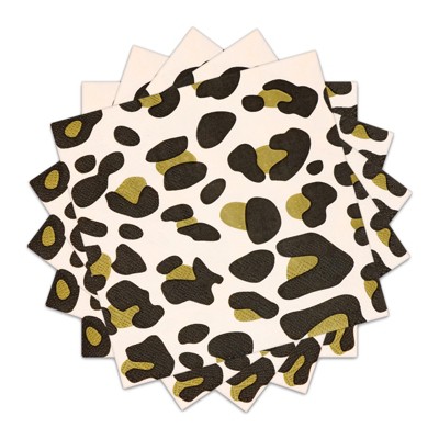 DYLIVeS Animal Leopard Print Party Napkins, Disposable Jungle Safari Leopard Cheetah Print Cocktail Napkins for Birthday Party, Baby Shower, Picnic