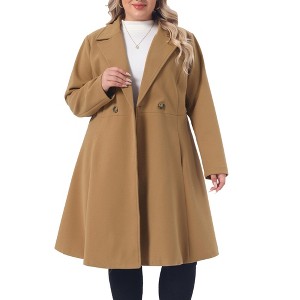 Women's Curvy Double Breasted Notch Lapel Winter A Line Overcoats