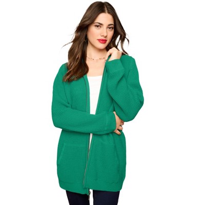 Roaman's Plus Size Waffle Knit Zip-Front Relaxed Hoodie : Target