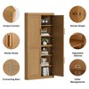 Spassway Natural Wood Kitchen Pantry Cabinet Tall Wood Storage Cabinet with Doors and Adjustable Shelves Kitchen Freestanding Cupboard for Dining Room - 4 of 4