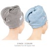 American Soft Linen 100% Cotton Hair Drying Towels for Women, 2 Pack Turkish Hair Towel Wrap, Head Towel Cap with Button, Hair Turban Towel - 2 of 4