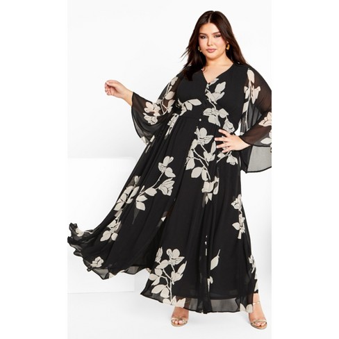 CITY CHIC | Women's Plus Size Katalina Floral Maxi Dress - black - 16W