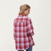 Anna-Kaci Women's Long Sleeve Plaid Button-Up Shirt with Front Pockets and Relaxed Fit - 2 of 4
