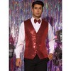 INSPIRE CHIC Men's V-Neck Disco Party Shiny Sequins Waistcoat with Bowtie - 2 of 4