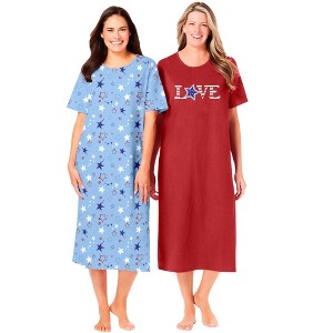 Dreams & Co. Plus Size 2-Pack Long Sleepshirts - 1 of 4