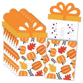 Big Dot of Happiness Fall Pumpkin - Halloween or Thanksgiving Party Money and Gift Card Sleeves - Nifty Gifty Card Holders - Set of 8