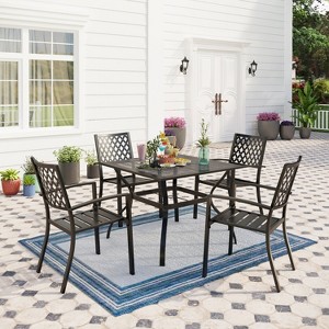 Captiva Designs 5pc Outdoor Patio Dining Set with Mesh Top Square Steel Table and Metal Chairs - 1 of 4