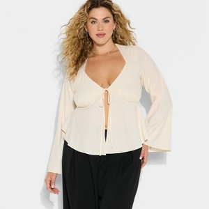 Women's Bell Long Sleeve Sweatheart Flyaway Blouse - Wild Fable™ - 1 of 3