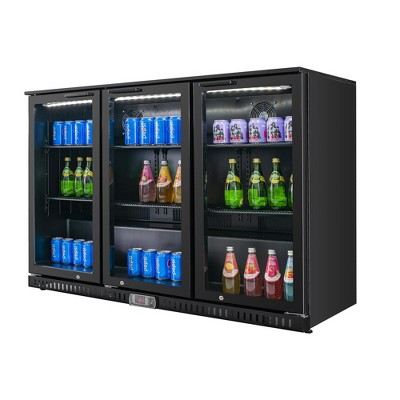 VITLIFE Back Bar Cooler with 3 Glass Doors, Counter-Height Beverage Refrigerator, 11.6 Cu.Ft., Commercial Fridge with LED Lighting & Self-Close Doors