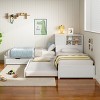 Polibi 3-in-1 Pine Wood Corner Platform Bed with Shelves & Cabinet - 2 of 4