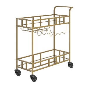 Bar Cart Gold, Home Bar Serving Cart, Wine Cart with 2 Mirrored Shelves, Wine Holders, Glass Holders, for Kitchen, Dining Room - 1 of 1