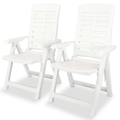 vidaXL Reclining Patio Chairs 2 pcs Plastic White