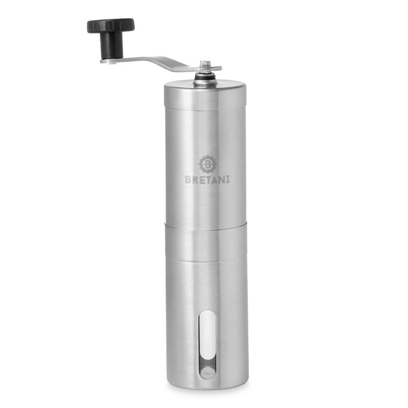 Bretani Manual Coffee Grinder with Brushed Stainless Steel Finish and Built-In Adjustable Grind Settings, 2 of 7