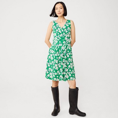 Lands' End Women's Cotton Modal Pleated Fit and Flare Dress