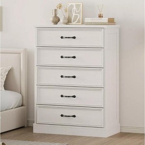 TackView Farmhouse 5 Drawer Dresser, 42.7" Tall 5 Chest of Drawers with Sturdy Foundation, Wooden Cabinet for Home Office - 1 of 4