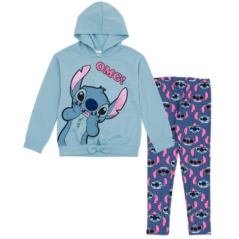 Disney Lilo & Stitch Little Girls Fleece Sweatshirt and Jogger Pants Blue 5