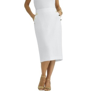 Jessica London Women's Plus Size Linen Sailor Skirt - 1 of 2