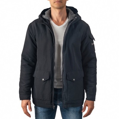 Alpine Swiss Shane Mens Faux Shearling Lined Parka Hooded Winter Coat Cargo Utility Jacket
