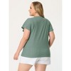 Agnes Orinda Women's Plus Size V Neck Eyelet Short Sleeve Casual Trendy Blouses - 4 of 4