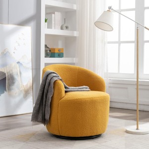 Swivel Accent Chair Small Barrel Chair Teddy Fabric Upholstered Armchair With Back Single Sofa Chair For Living Room-Maison Boucle‎ - 1 of 4