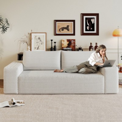 71" Modern Upholstered Corduroy Sofa with Deep Seat, Comfortable Lounge Couch for Living Room, Bedroom, or Small Apartments–The Pop Home