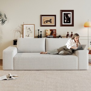 71" Modern Upholstered Corduroy Sofa with Deep Seat, Comfortable Lounge Couch for Living Room, Bedroom, or Small Apartments–The Pop Home - 1 of 4