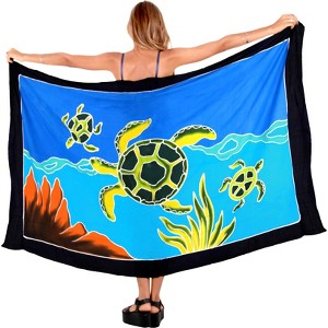 LA LEELA Women's Summer Bikini Wraps Sarong Cover up Wrap Skirt Bathing suit Swimwear Swimsuit Beach Coverup for Women One Size Green, Turtle - 1 of 4