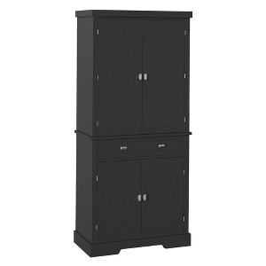 Kitchen Pantry Storage Cabinet, 72 Inches Freestanding with Drawer, Modern Wood Cupboard with 6 Door Shelves and 4 Adjustable Shelves for Ding Room - 1 of 4