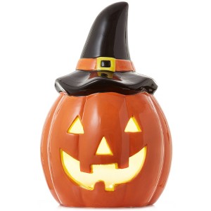 Casafield Ceramic Halloween Jack o Lantern, Hand Painted 12-Inch Pre-Lit LED Pumpkin Tabletop Decor - 1 of 4