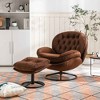 CAVINAS Velvet Upholstered Accent Chair with Black Base and Ottoman,Modern Upholstered Chair and Ottoman Sets for Living Room - 4 of 4