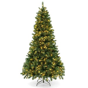 Resenkos 6-Foot Hinged Artificial Christmas Tree with Warm White LED Lights - - 1 of 4