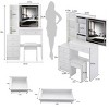 36.3" Vanity Table with Touch Tri-Color Sliding LED Mirror,Cushioned Stool and Storage Drawers for Bedroom–The Pop Home - 4 of 4