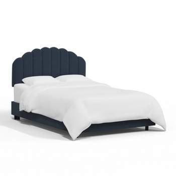 Skyline Furniture Queen Emma Shell Upholstered Bed Navy Blue
