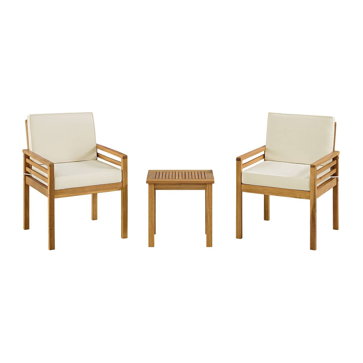 Alaterre Furniture 3pc Okemo Outdoor Patio Acacia Wood Bistro Set