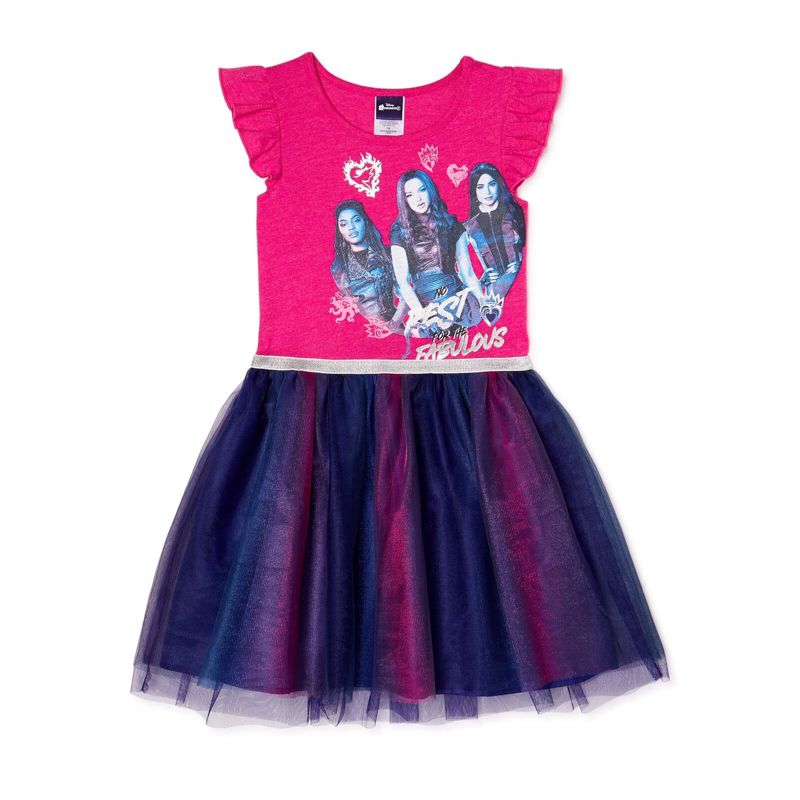 Disney Descendants Mal Evie Uma Little Girls Fashion Short Sleeve Dress , 1 of 8
