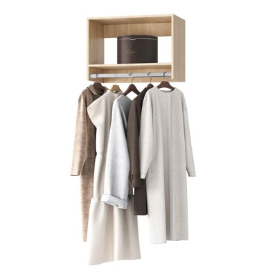 20 in.-34 in. Walk-ln Tower Unit Wall-mounted Wood Closet System, Hanging Rod, Bedroom