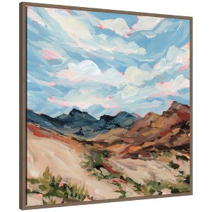 Kate and Laurel Framed Canvas Wall Art Print Nevada by Emily Kenney, 30 x 30 Sylvie Walnut Frame, Rustic Farmhouse, Landscape Art for Wall Decor - 1 of 4