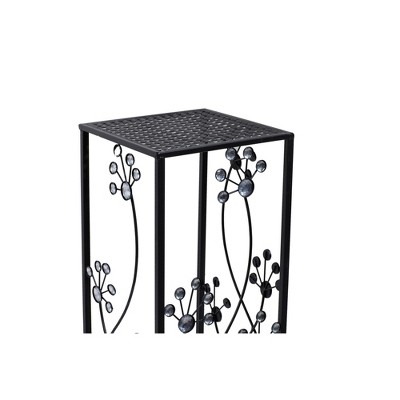 Set of 3 Black Iron Floral Plant Stands